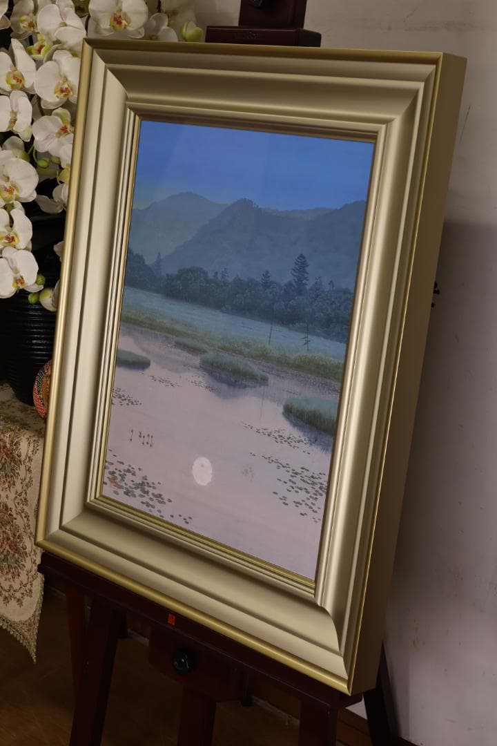 黒岩善隆 『 月光 』　P10号　日本画　共シール　真作保証 BJ211