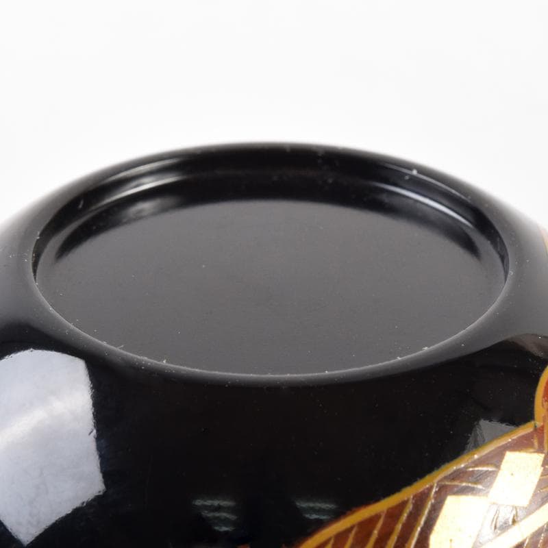 おんちゃん茶道具　大内塗　岡田忠亮作　金蒔絵花文　棗　共箱　V　7021