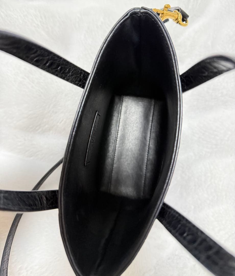 【サンローラン】現行品 クロコダイル ミニトイショッピングバッグ ミニバッグ 黒