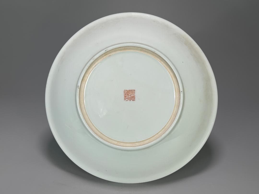 中国美術　景徳鎮製　粉彩百花不落地大盤　粉彩皿　時代　唐物