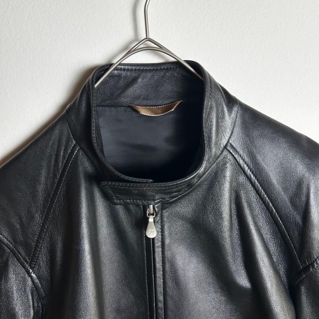 ポールスミス　ロンドン　ラムレザー　シングルライダース　ジャケット　ブラック