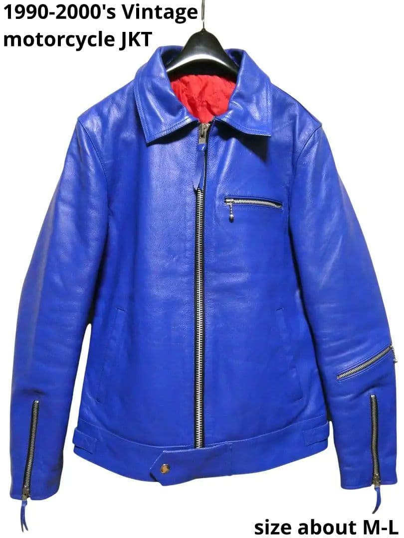 ヴィンテージ！レアカラーロイヤルブルー！襟付きシングルライダースドミネーター