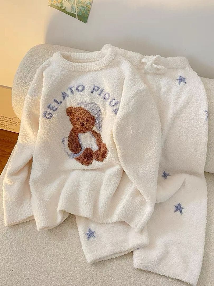 【新品未使用】テディベア柄　ルームウェア セット ホワイト