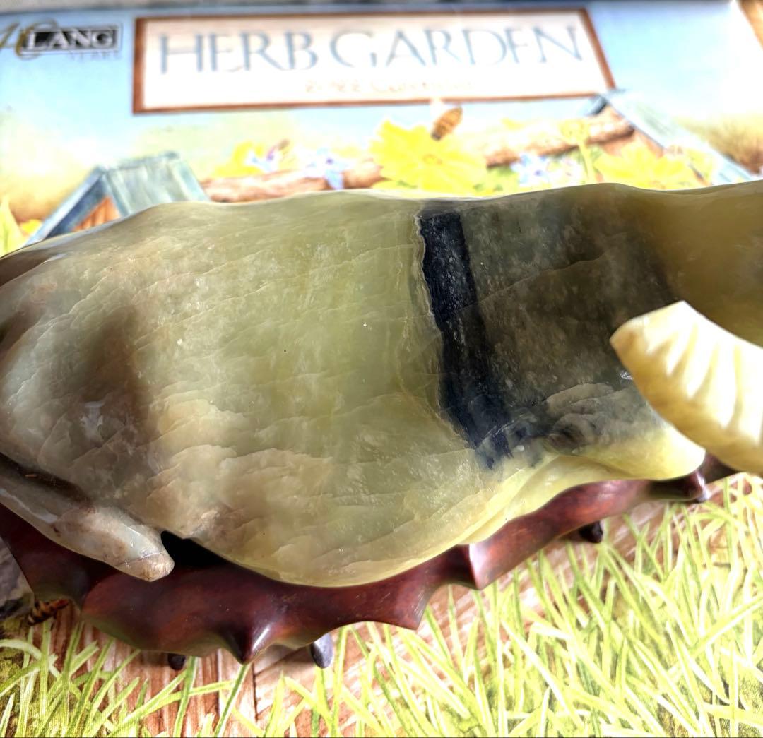 天然石　置物　台付き 牛