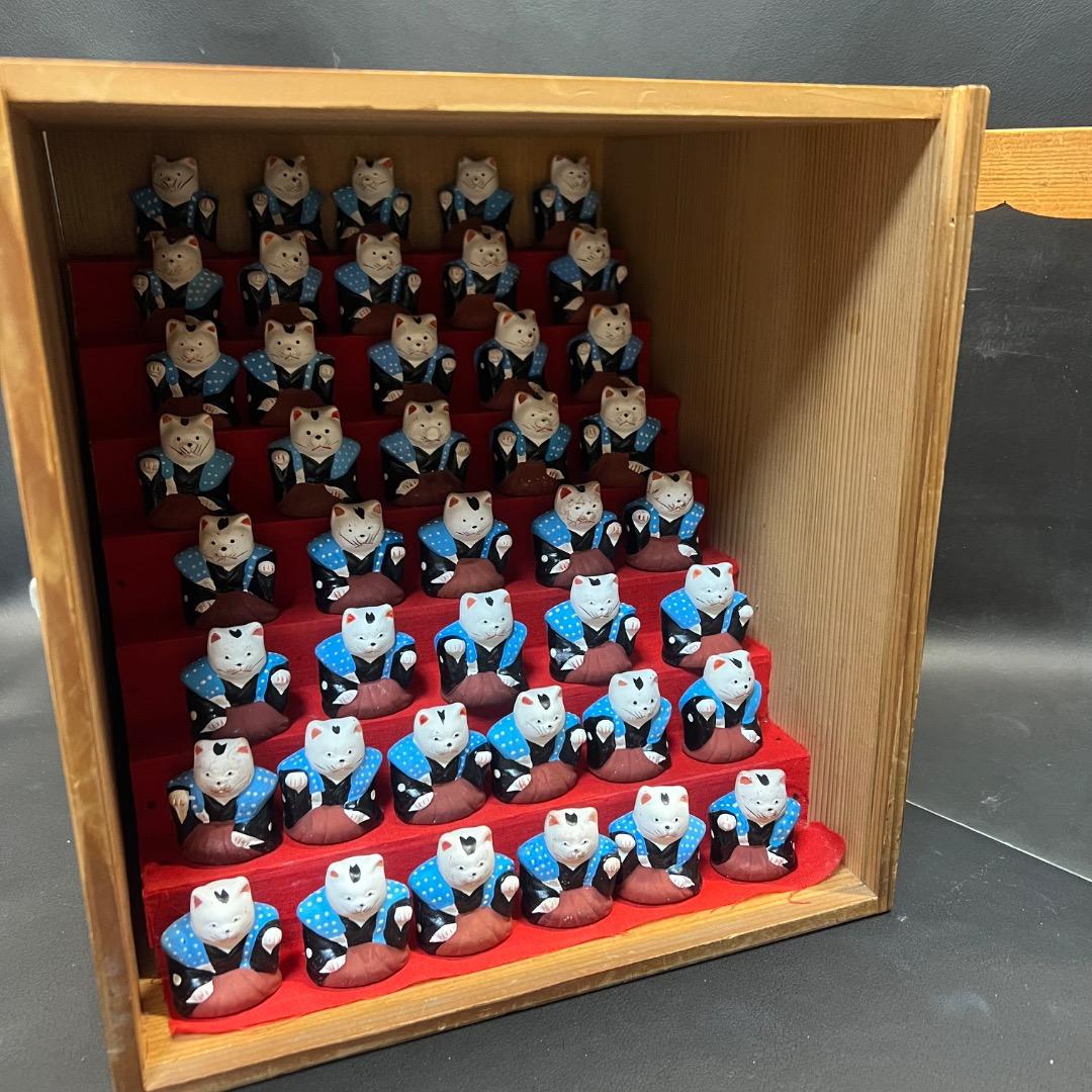 〇※後右1266 住吉大社 招福猫 42体 招き猫 木箱 ケース