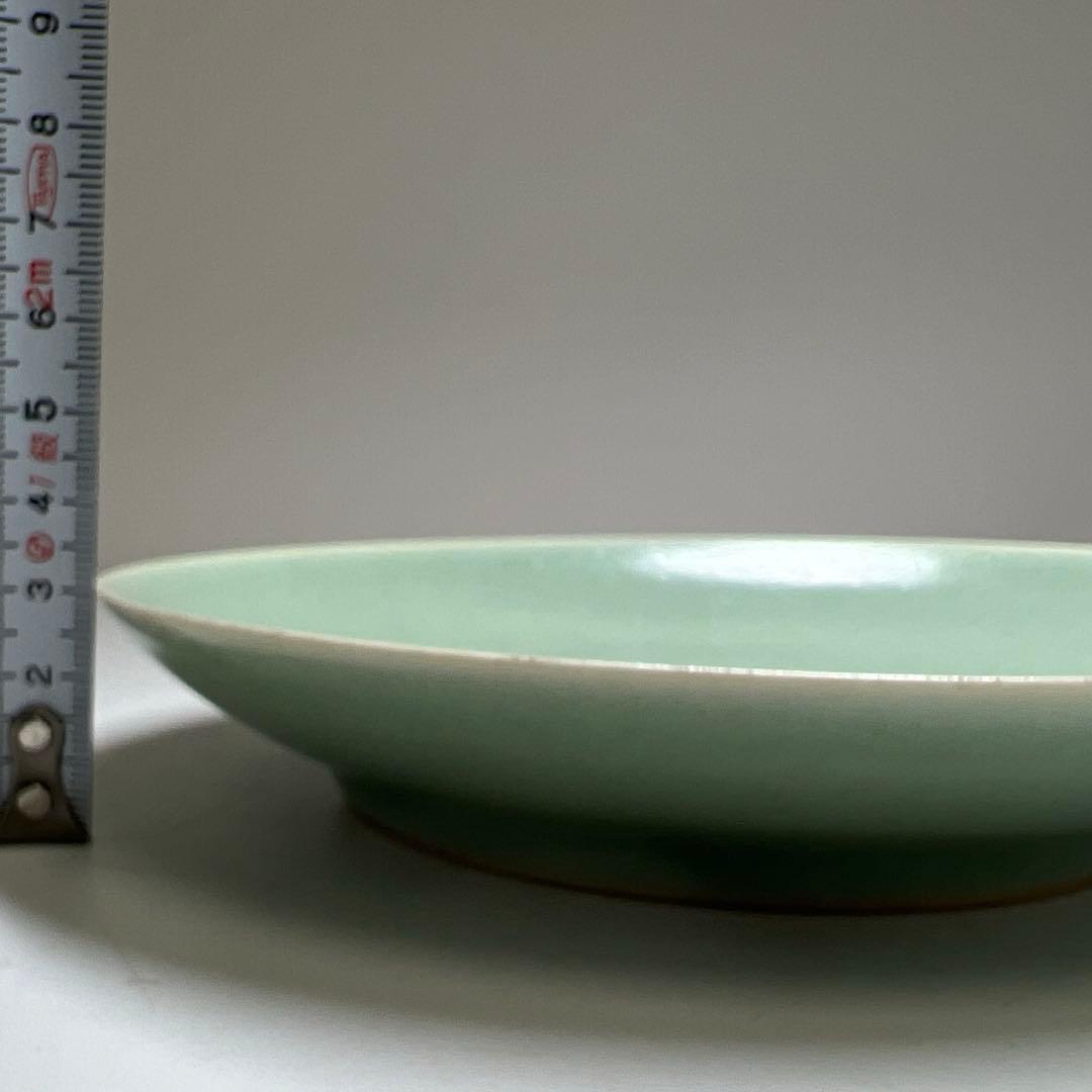 中国美術　大清乾隆年製　青磁中皿5枚　木箱付　約16.7㎝東Y8-0113☆2F