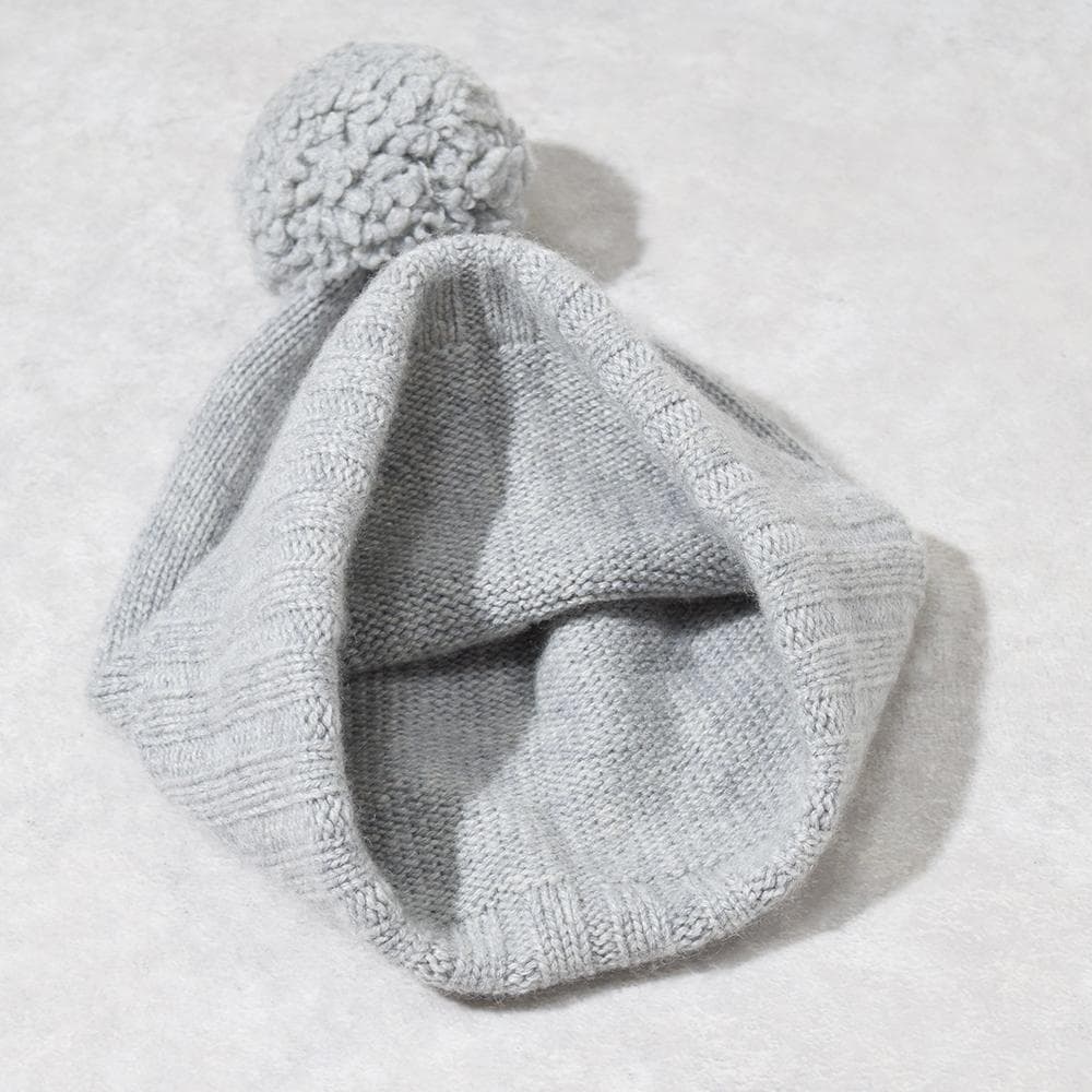 英国製 Johnstons of Elgin カシミヤ ニット帽 ボンボン付き