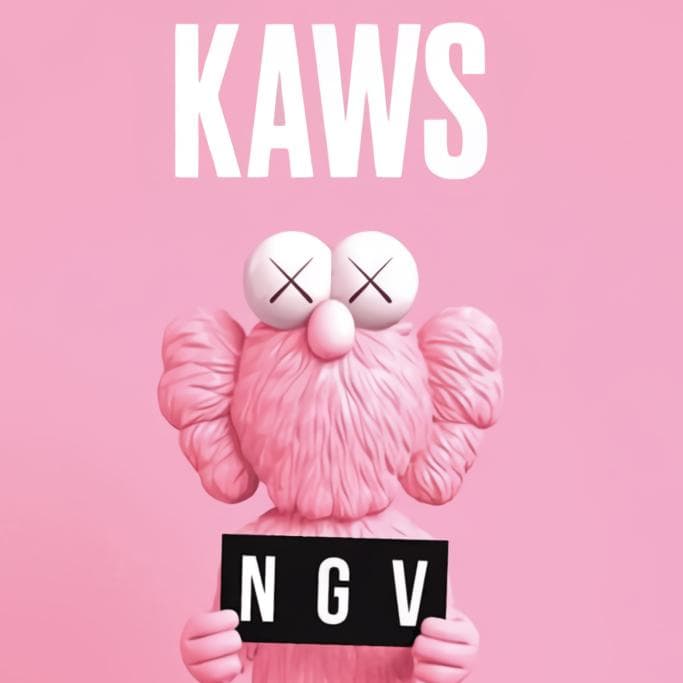 額装品/KAWS BFF PINK NGV カウズ/インテリア/アート