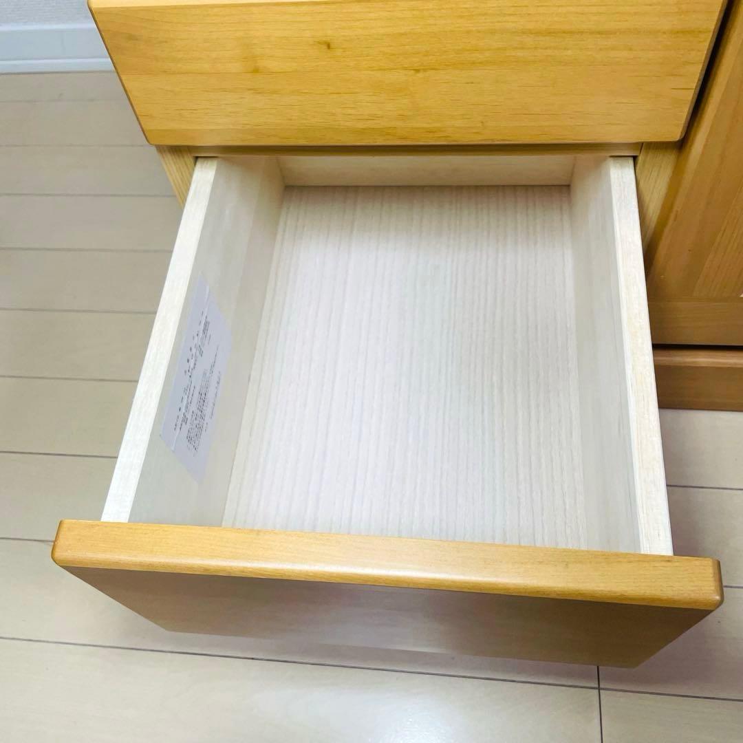 【美品】テレビ台 テレビボード 3段 幅90cm ナチュラル 木製 扉収納付き