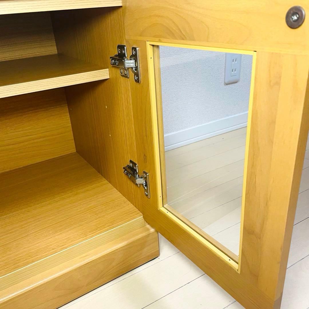 【美品】テレビ台 テレビボード 3段 幅90cm ナチュラル 木製 扉収納付き