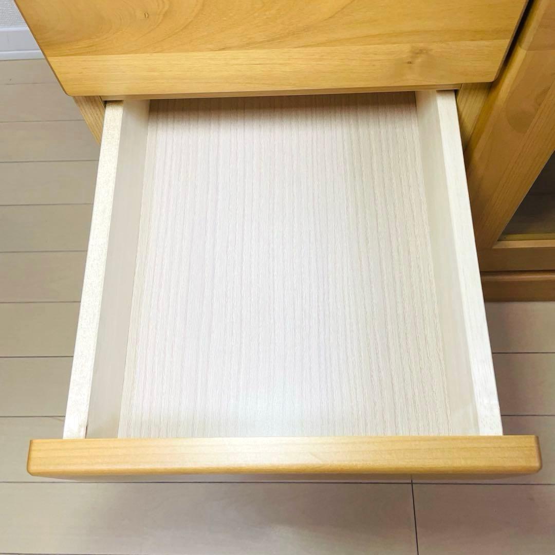 【美品】テレビ台 テレビボード 3段 幅90cm ナチュラル 木製 扉収納付き