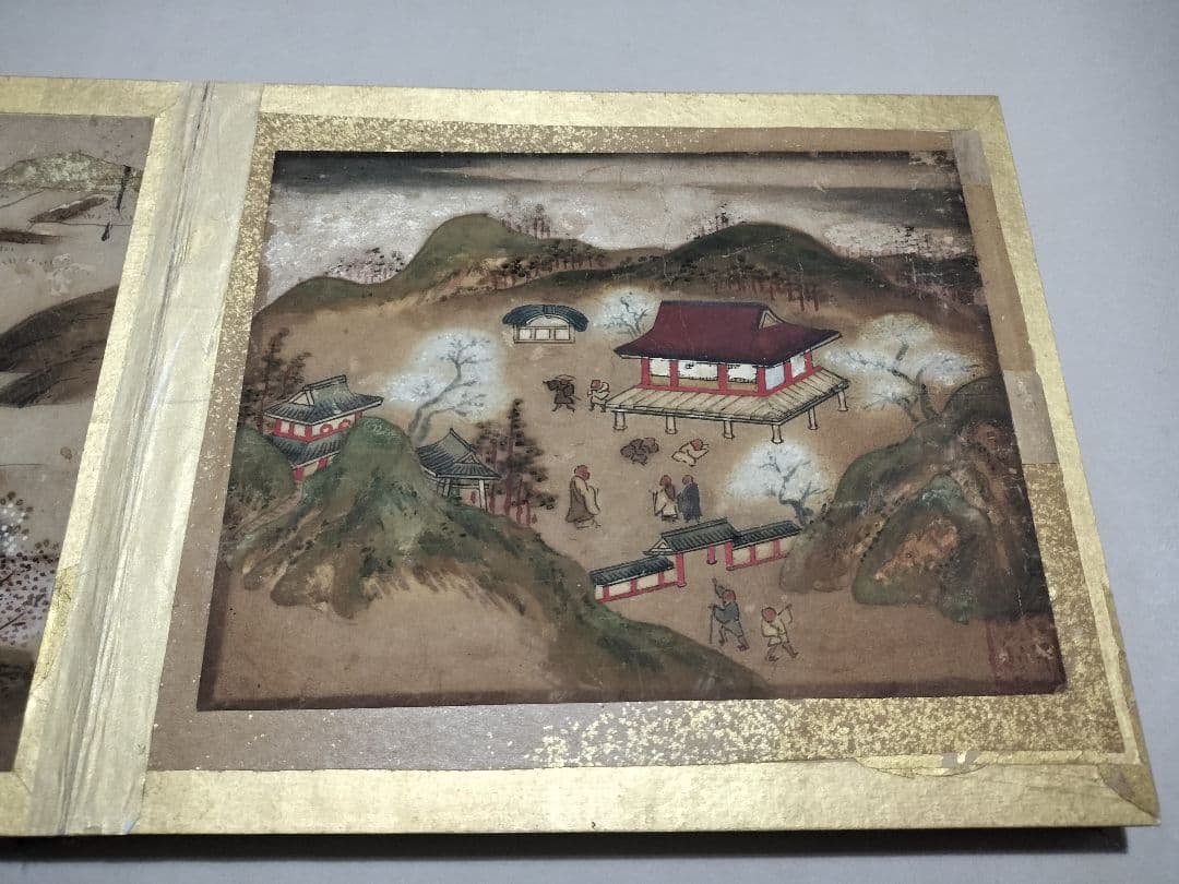 古画 大和絵 手書き 肉筆画帳 折帖