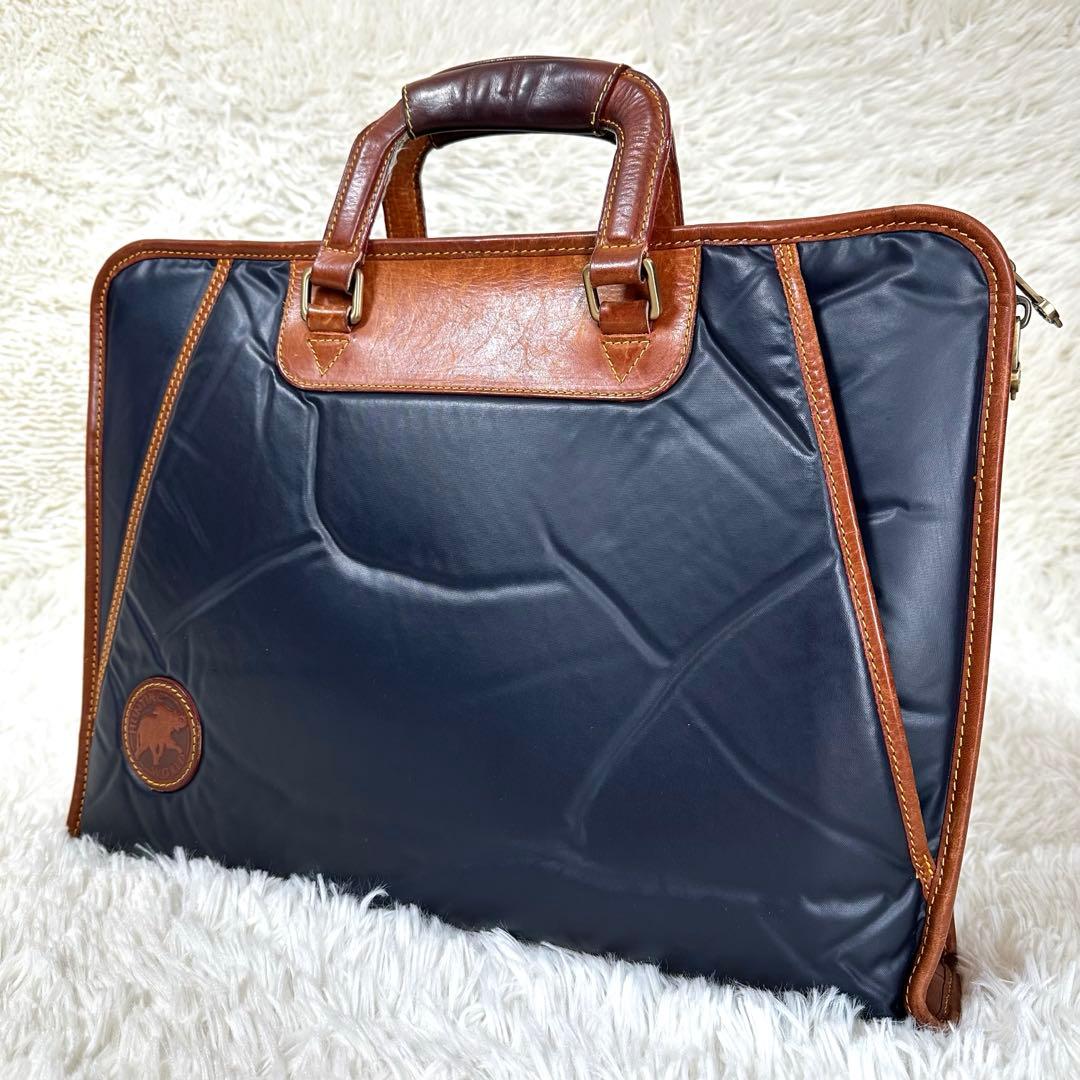 ハンティングワールド ブリーフケース バチュークロス ネイビー