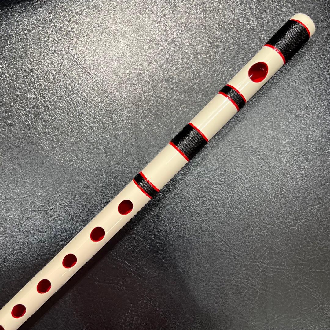 篠笛 白×黒×赤 古典調 七孔七本調子 お囃子 祭り
