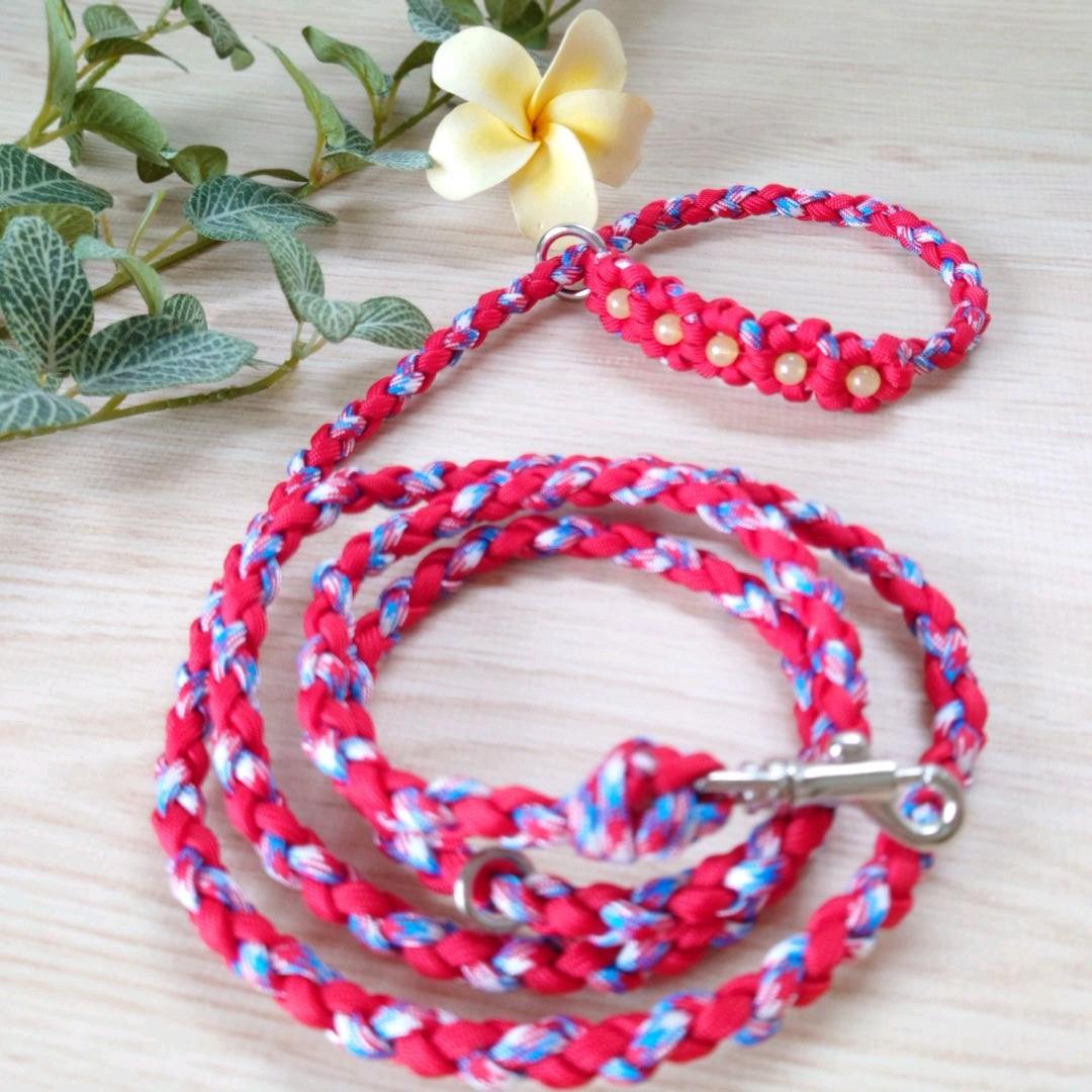 パラコードリード　スリップリード　首輪一体型リード　バラ　№023