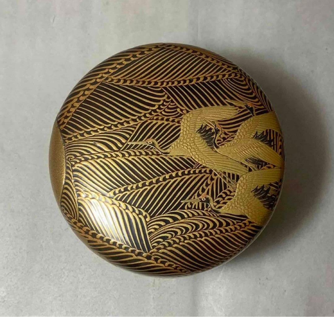茶道具　海島鶴蒔絵大棗　裏千家　淡々斎　お書付