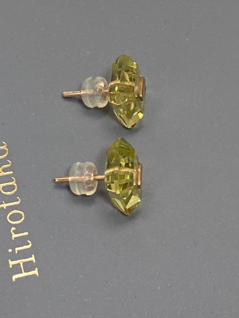 美品hirotaka ヒロタカ　スクエア ストーン ピアス / レモンクオーツ
