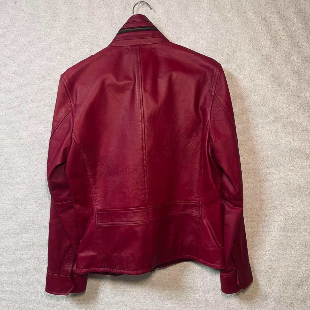 【美品】AVIREX 本革レザージャケット 赤 M スタンドカラー ライダース