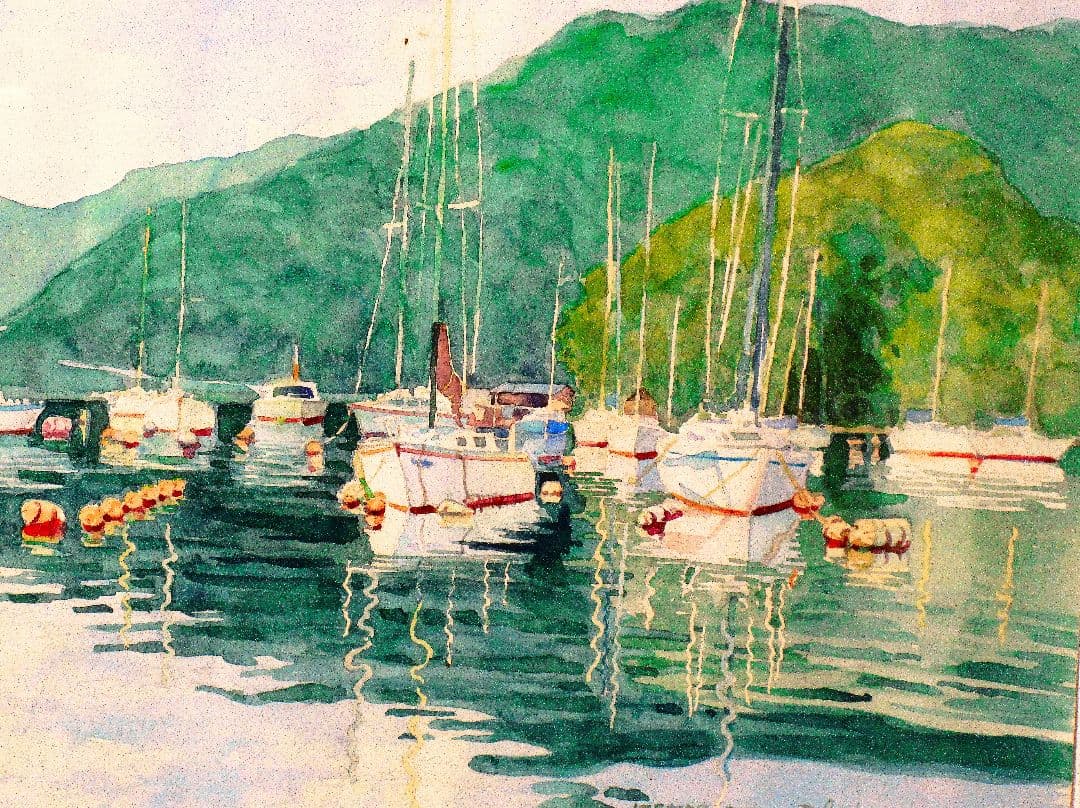 ヨットハーバー(水彩画)