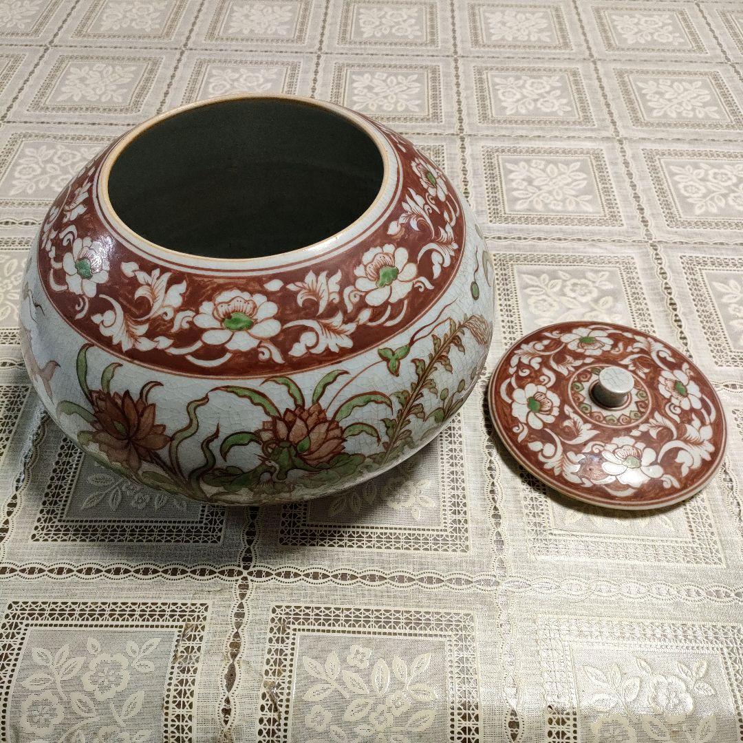 古代佛教遺跡出土完品『紅安南魚草紋酒会壺』桐箱＆極め付