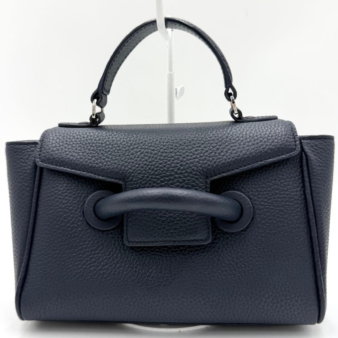 【美品】ヴァジック ハンドバッグ エバーミニミニ ワンハンドル レザー ネイビー