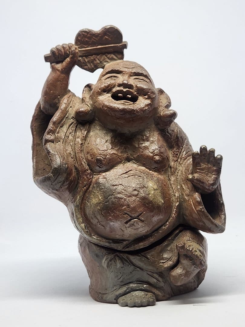 ト*コ様 備前焼 国延昇造 布袋様 香炉 ◆楽しそうに笑ってる 笑う門には福来る