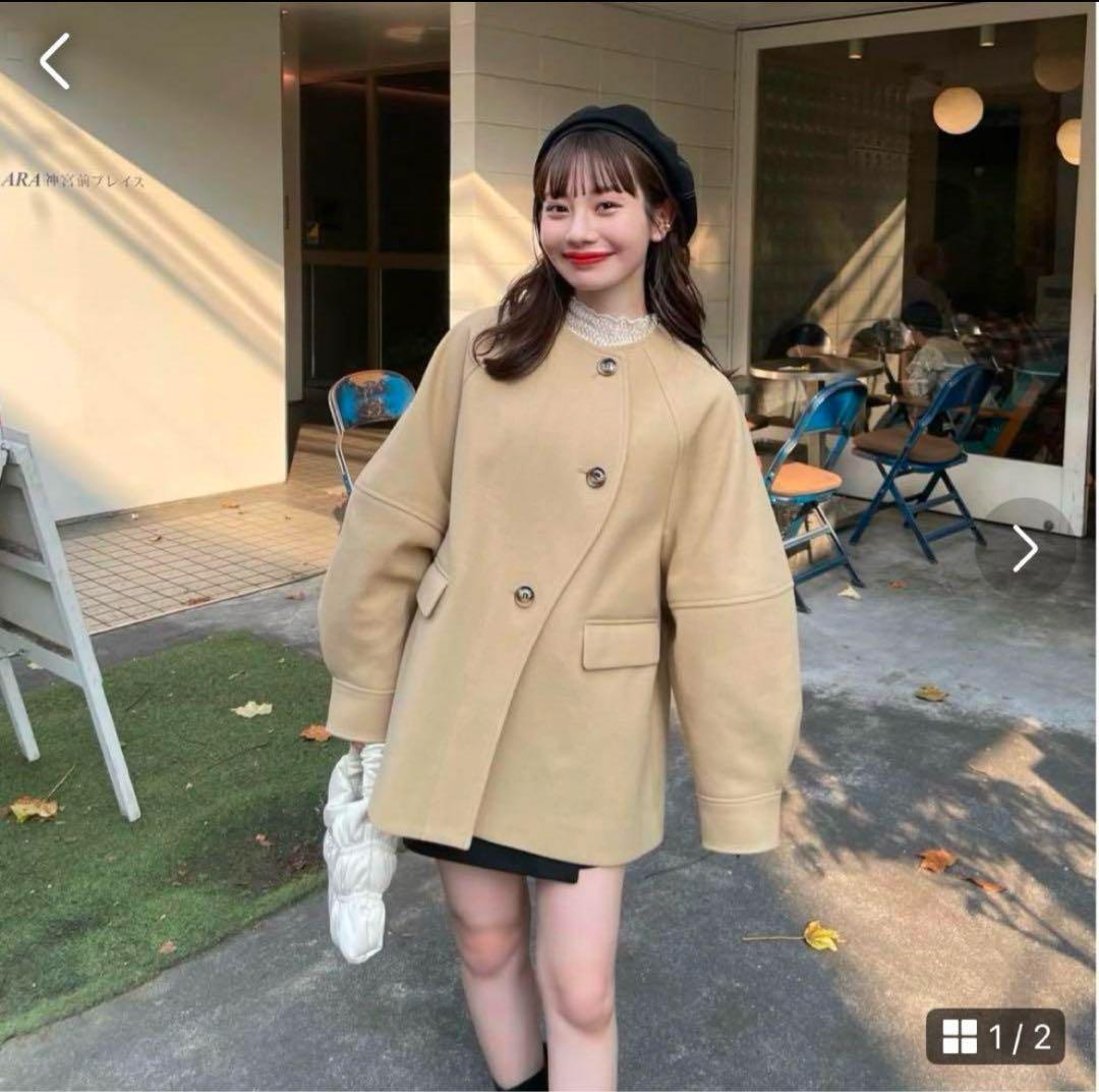 本日最終日！！【新品未使用】hinari ウェーブデザインミドルコート