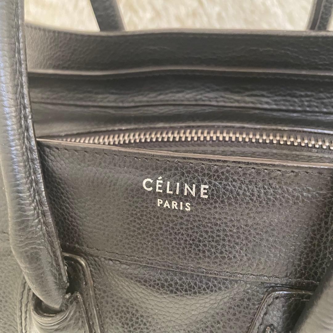 CELINE ラゲージ マイクロショッパー ハンドバッグ レザー 本革 ブラック