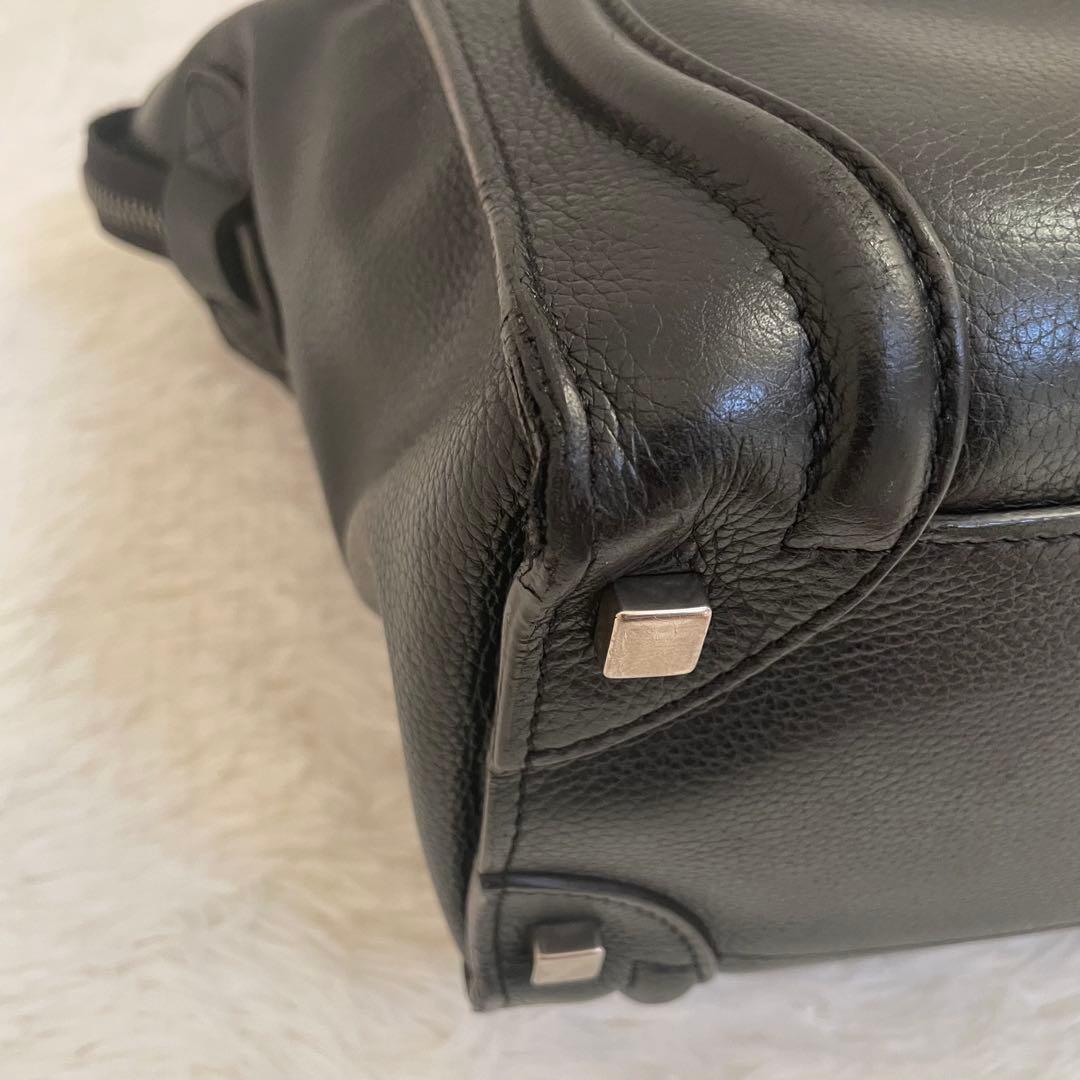 CELINE ラゲージ マイクロショッパー ハンドバッグ レザー 本革 ブラック
