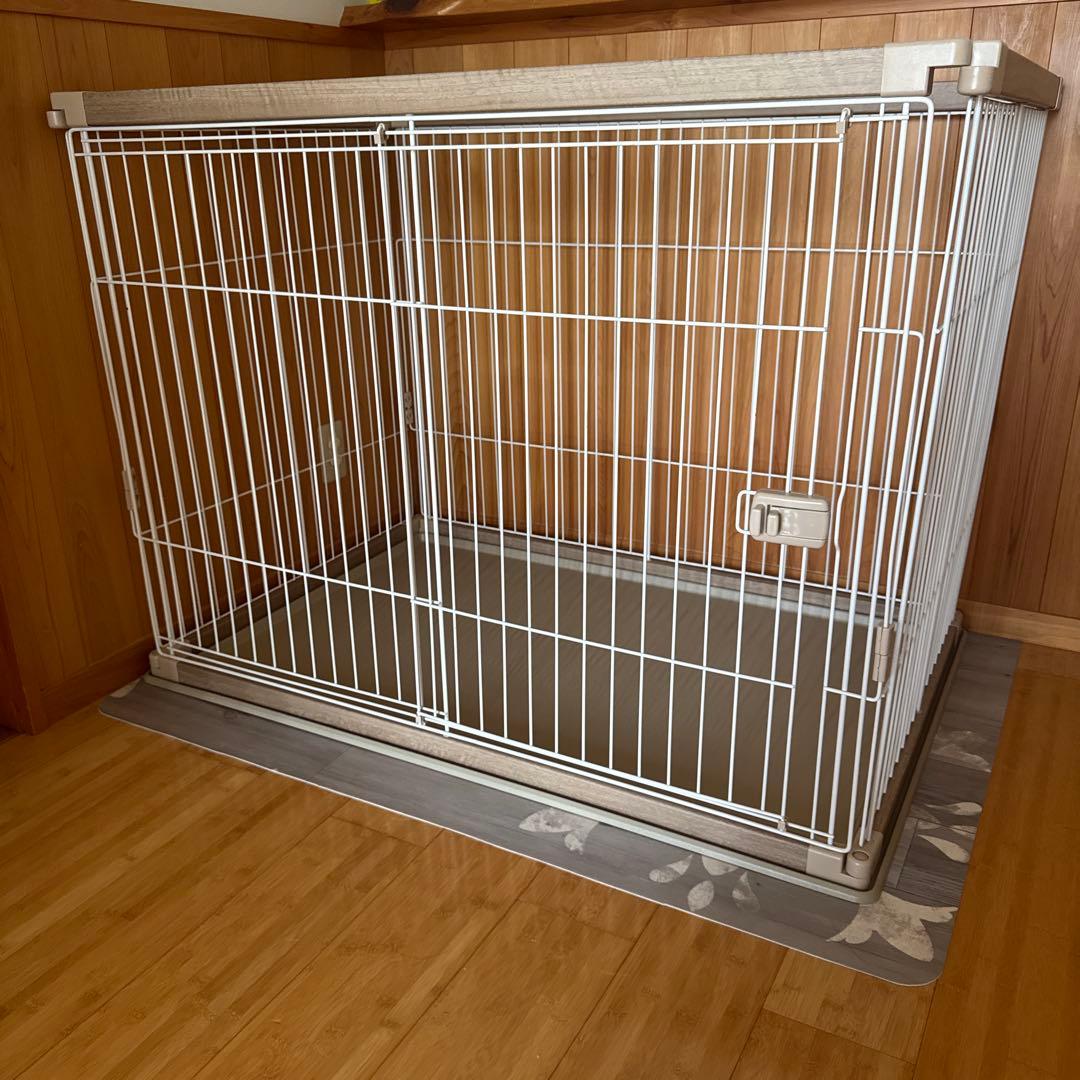 アイリスオーヤマ ペットゲージ ホワイト✖️ナチュラル ハイタイプ