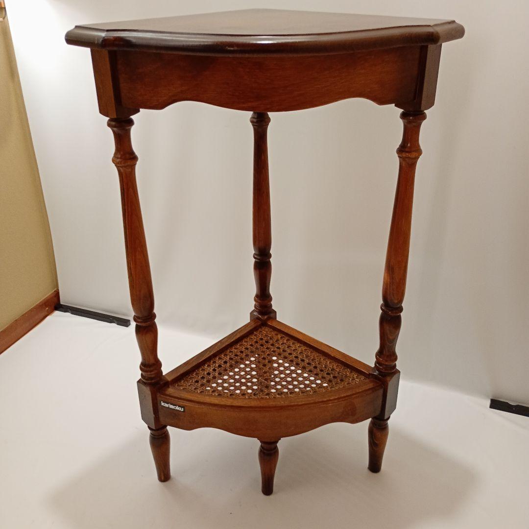 カリモク コロニアル コーナーラック アンティーク ビンテージ ラック 電話台