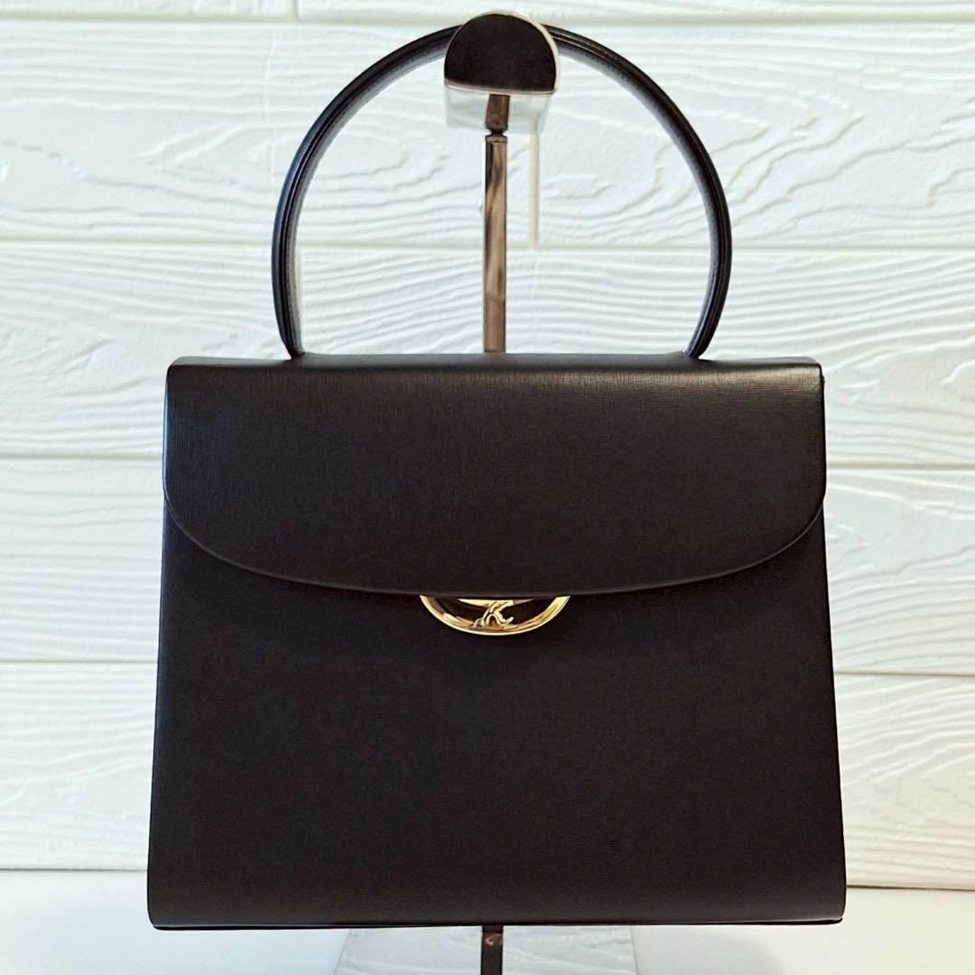 2113 【美品】キタムラ フォーマル 冠婚葬祭ハンドバッグ ゴールド金具 黒