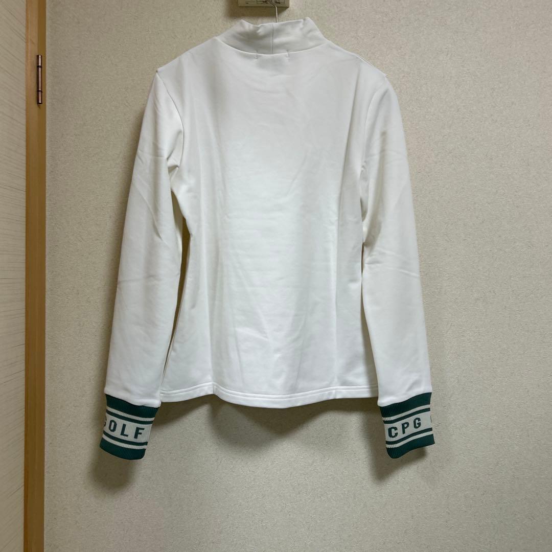 CPG GOLF リブロゴモックネック シャツ ホワイト