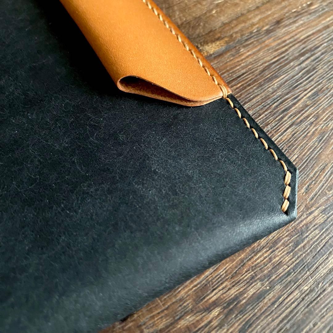 ノートスリーブ ブラック×キャメル