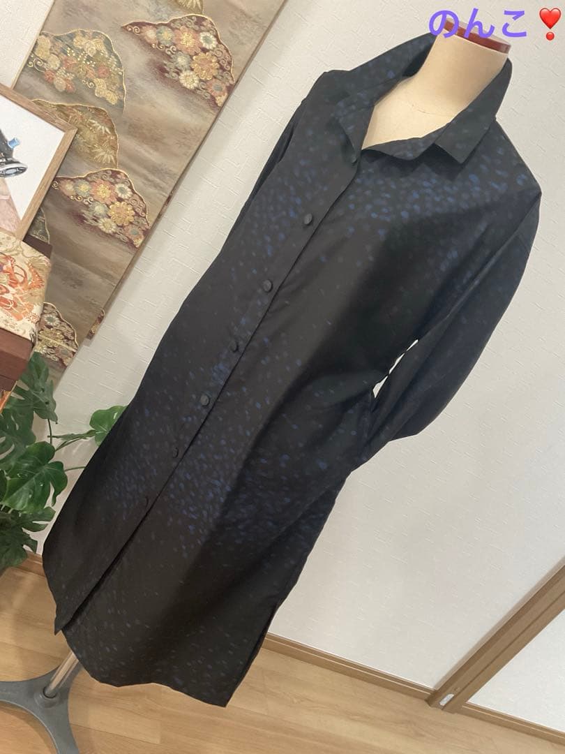 ①着物リメイク❣️ 大島紬着物からシャツカラーロングコート❣️証紙付き❣️