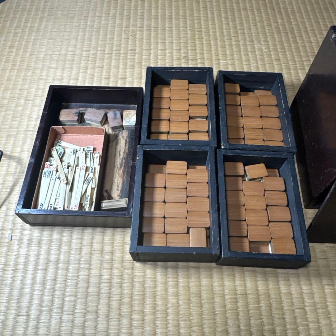 木製麻雀牌収納ボックス 4引き出し付き