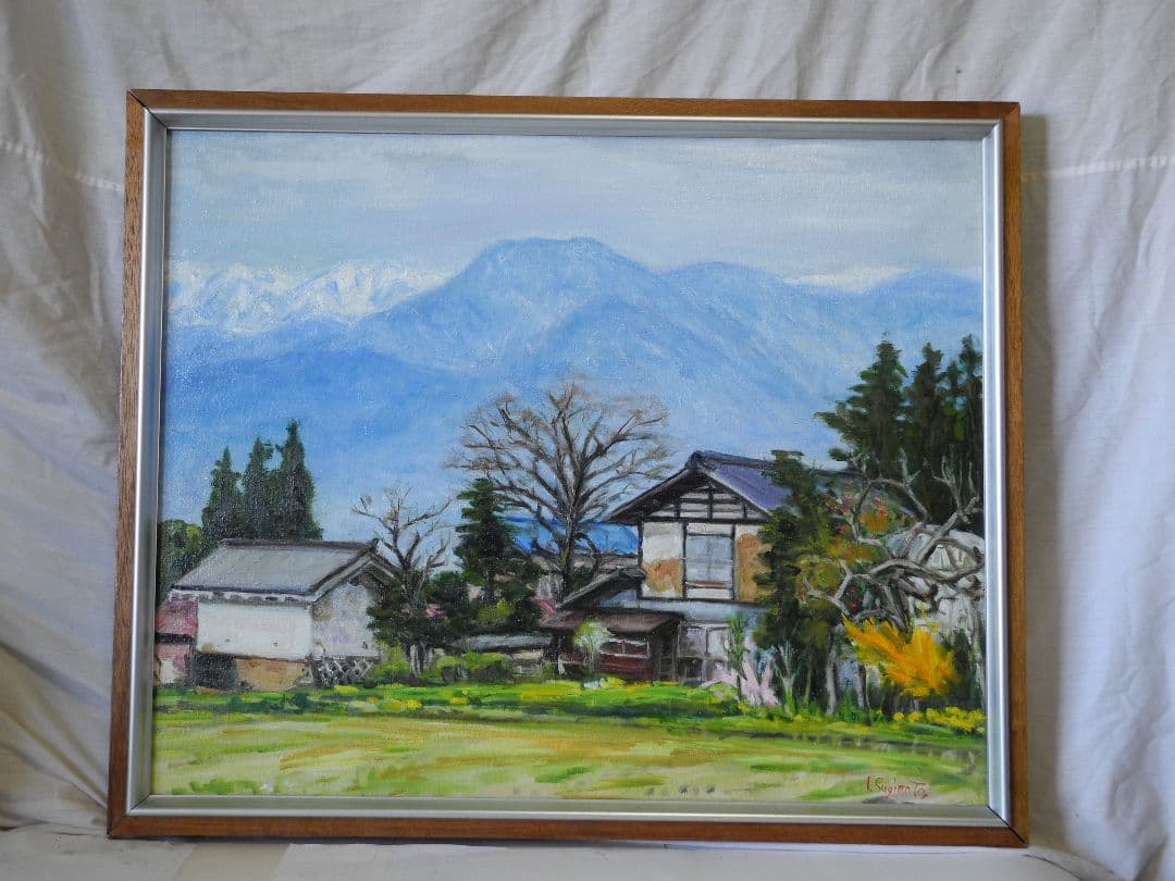油絵安曇野有明山