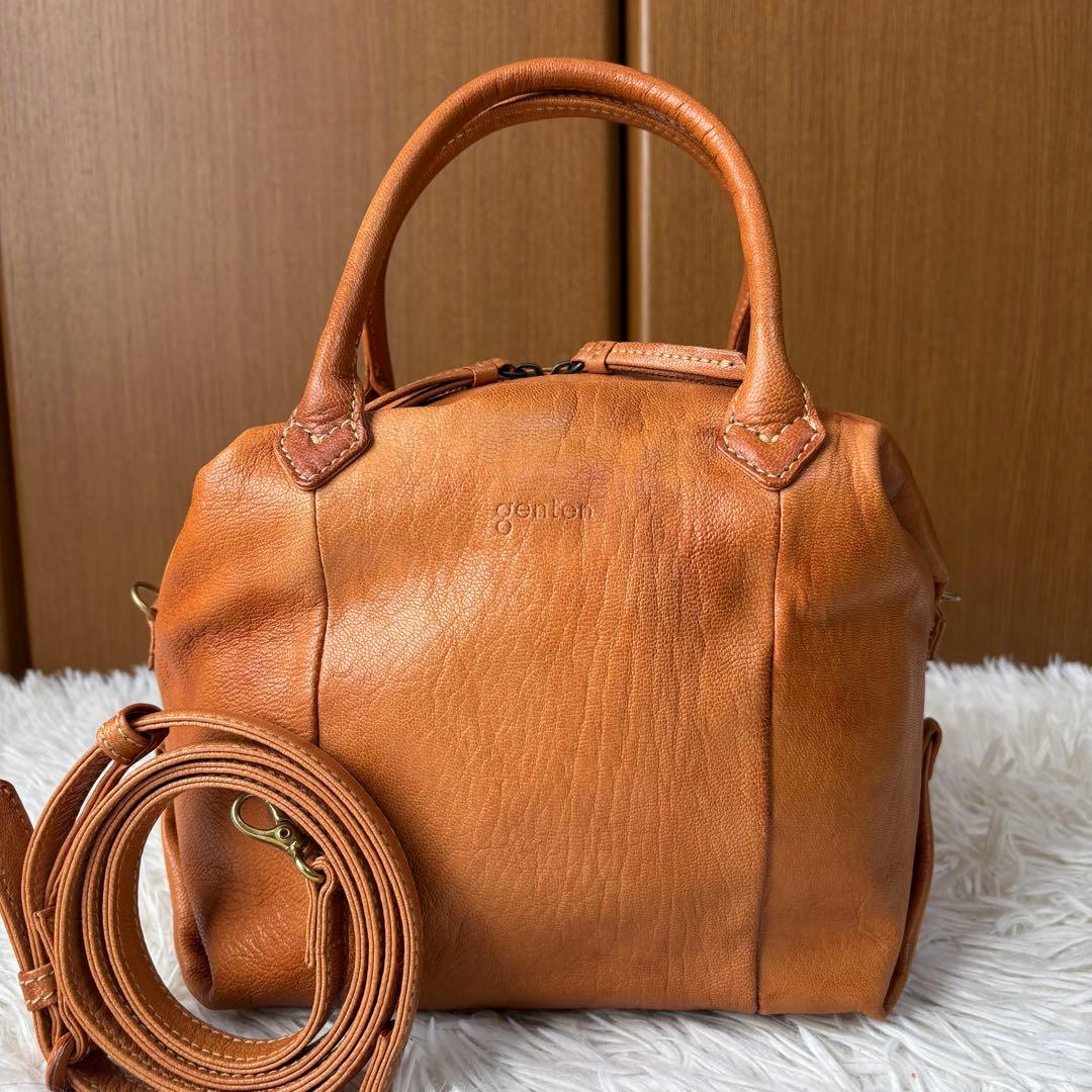 ✨️美品 genten 2WAY ショルダーバッグ ヌメ革 斜めがけ レザー