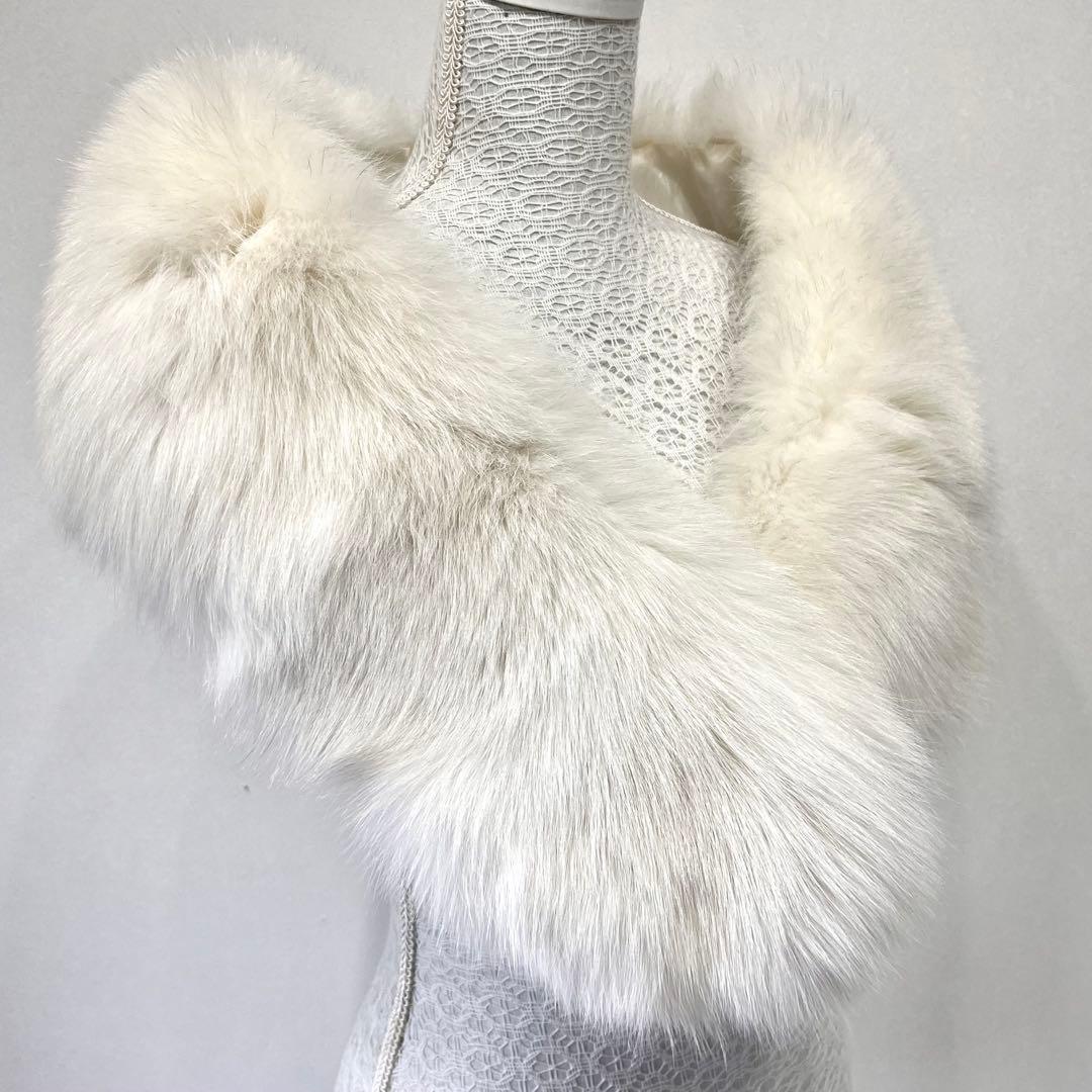 肉厚 SAGA FOX サガ 最高級 フォックスファー ショール 成人式 純白