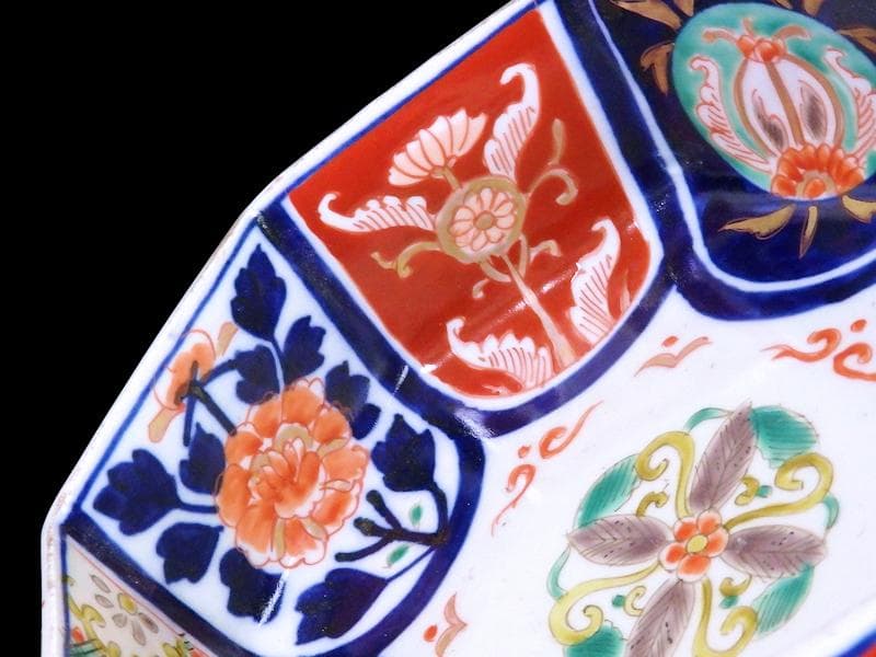 古伊万里　色絵　花の図　八角鉢　大鉢　C018AS-CWy