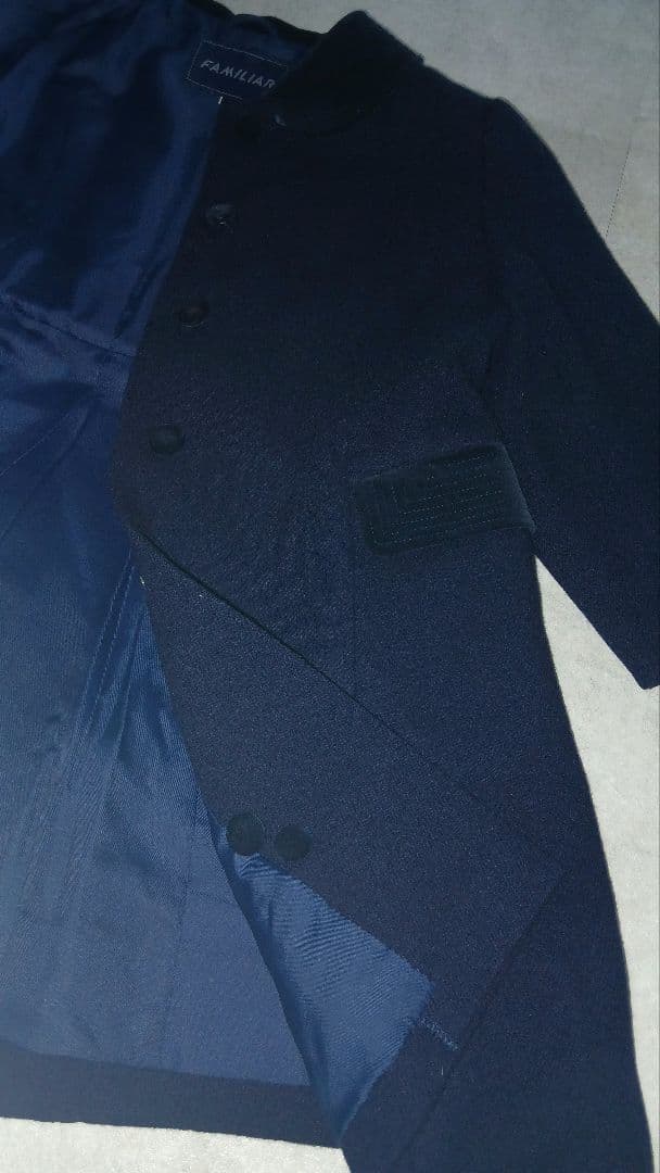 ファミリア(120)お受験フォーマルウールコート濃紺ネイビー