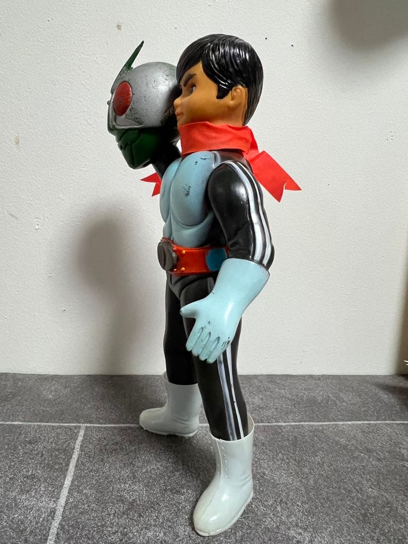 ポピー 仮面ライダー新1号 ソフビ ブリキベルト 2本線 当時物