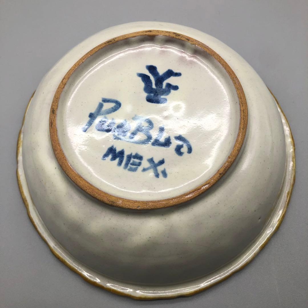 メキシコプエブラタラベラ焼ビンテージ陶器伝統工芸バード鳥ボウル鉢19cm5点A