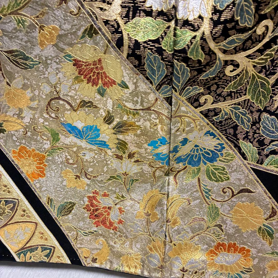 D7 黒留袖 鳳凰 唐草 金箔 正絹 着物 袷 極美品