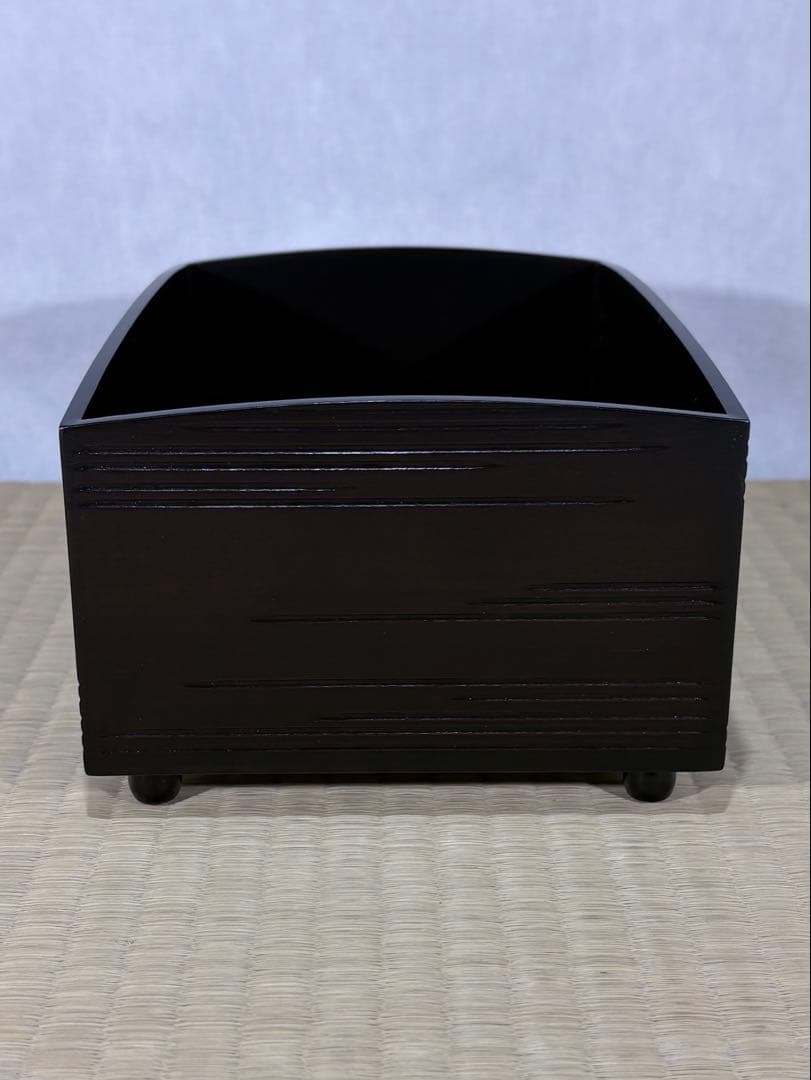 中谷秀斎造　如心斎好写　黒一閑粒足 煙草盆　美品　共箱　茶道具　送料込