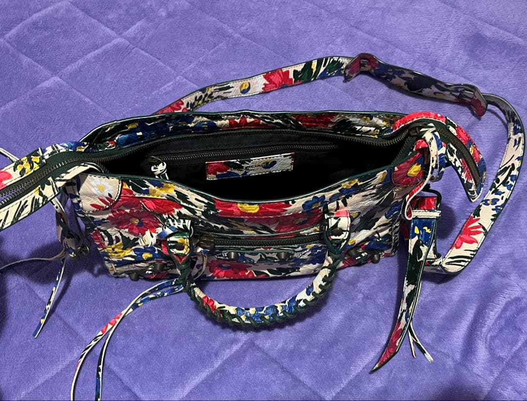 【美品】BALENCIAGA バレンシアガ フローラルプリント バッグ シティ