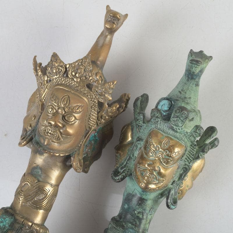 チベット密教法具　古銅鍍金　馬頭観音　金剛杵　独鈷杵など　3点　C　9240