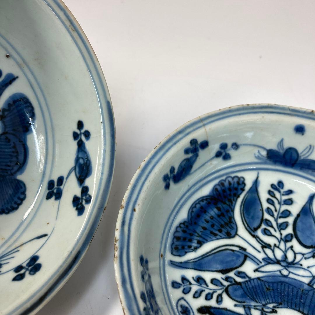 専用中国明時代　古染付向付5客　直径約14.5㎝　東Y6-0129☆2Fトトオカ