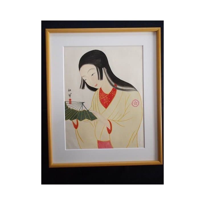 日本画★上村　松園　画伯肉筆★