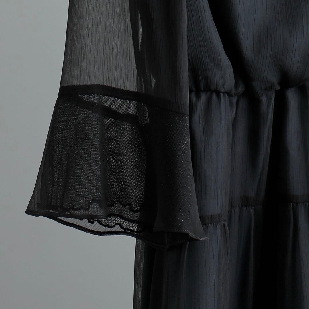 【niana】新品タグ付 シフォンドレス ラメチュール 黒L 結婚式 ブライダル